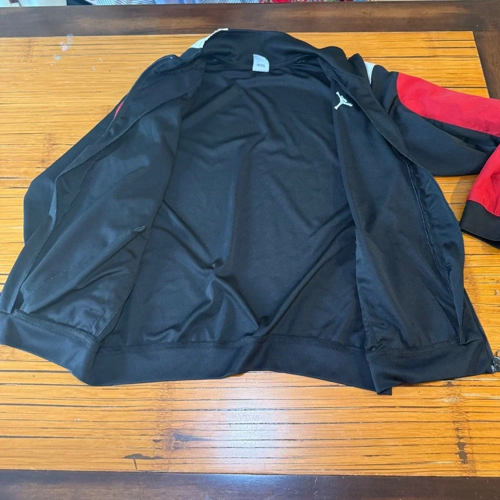 Jordan Track Jacket Full Zip Black Red‎ Gray Jumpman Logo Mens Medium